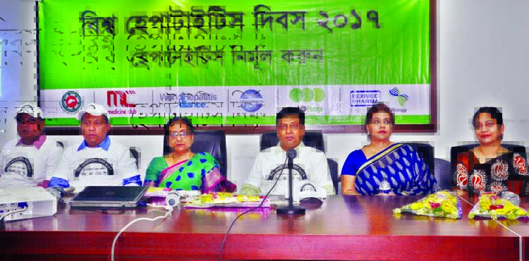 Director of the city's Suhrawardy Hospital Uttam Kumar Barua, among others, at a discussion organised on the occasion of World Hepatitis Day by different organisations at the Jatiya Press Club on Friday.