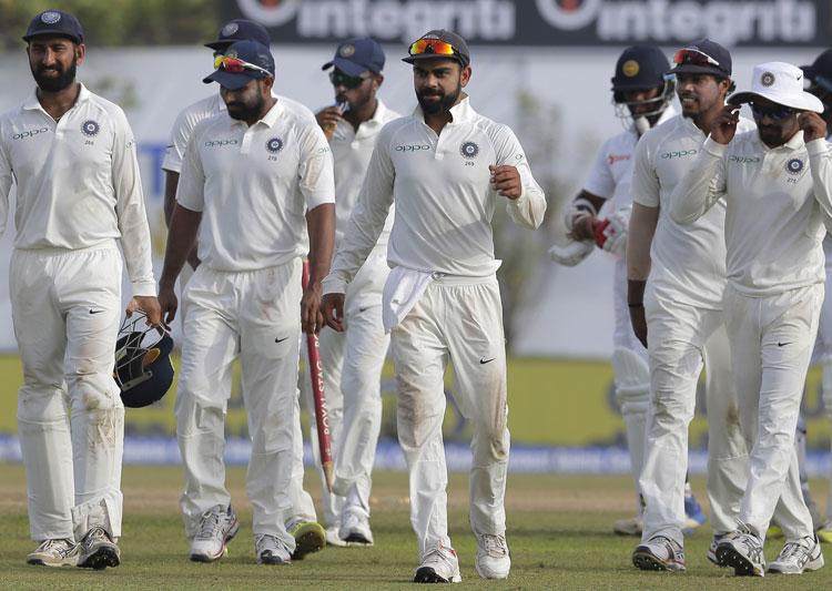 Virat Kohli and team celebrate after their victory.