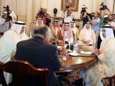 The foreign ministers of Bahrain, Egypt, Saudi Arabia and the United Arab Emirates meet in Cairo discuss the diplomatic crisis with Qatar.