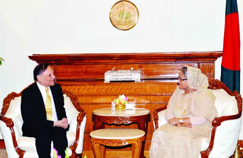 Pakistani Envoy to Bangladesh Rafiuzzaman Siddiqui called on Prime Minister Sheikh Hasina at the latter's office on Sunday. BSS photo
