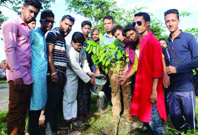 SYLHET: Jedan Al Musa, Additional Deputy Police Commissioner(Media) of Sylhet Metropolitan Police inaugurating daylong planting programme organised by Sylhet New Generation and Organisation recently.