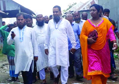 MANIKGANJ: Kaniz Fatima, UNO with Md Tojammel Huq Toja, Chairman, Daulatpur Upazila visiting erosion areas at Charkati Union recently.