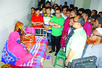 BOGRA: VP Saiful Islam, President, Bogra District BNP with other leaders visiting rape victim's mother and daughter at Shaheed Ziaur Rahman Medical College Hospital recently.