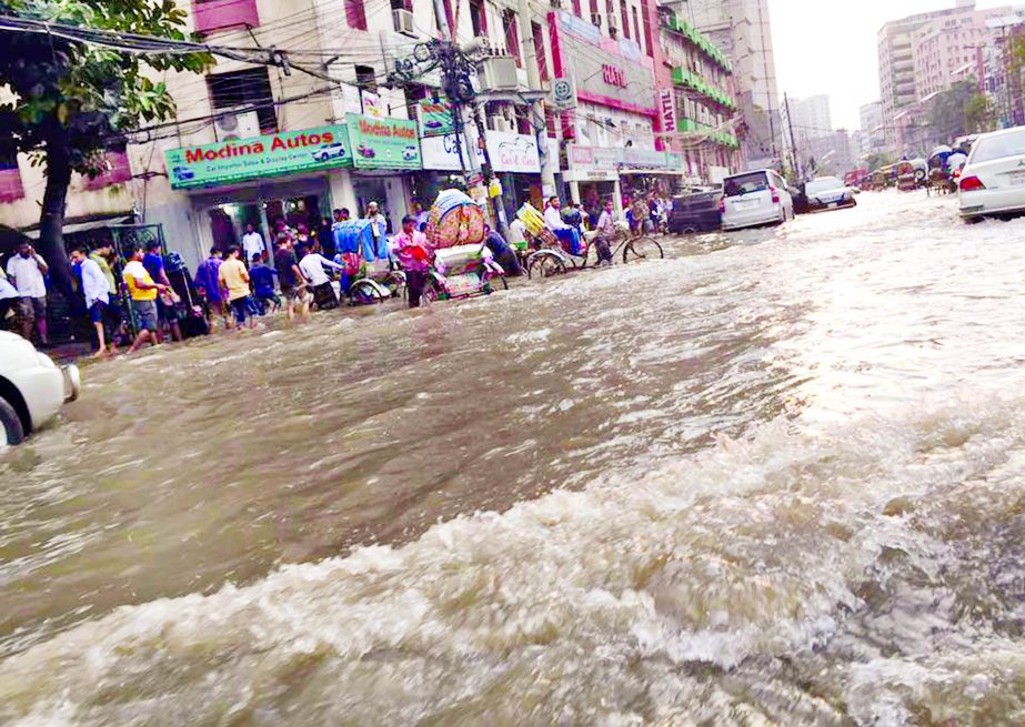 For the last decades, the Kakrail-Shantinagar road frequently goes under knee-deep to waist-deep water if there is a downpour and the authority concerned also took several futile steps to give respite the dwellers from the constant sufferings.