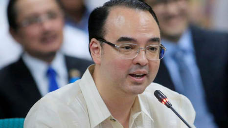 Philippines' Foreign MinisterAlan Peter Cayetano delivers a statement during a confirmation hearing of the Commission on Appointments at the Senate headquarters in Pasay city, metro Manila.