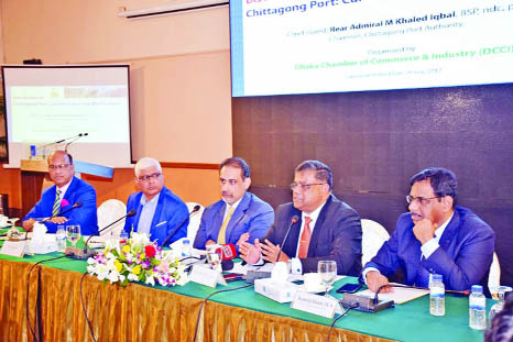 DCCI President Abul Kasem Khan delivering the welcome address and Director Asif A Chowdhury presented the key note paper at the seminar recently .