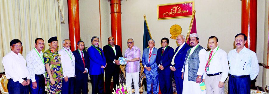 A delegation headed by Nuruddin Khan, former minister and former army chief met with President Md. Abdul Hamid at Bangabhaban office on Tuesday. Niaz Rahim, Chairman of Center for Zakat Management (CZM), Arastoo Khan, Chairman, Islami Bank Bangladesh Limi