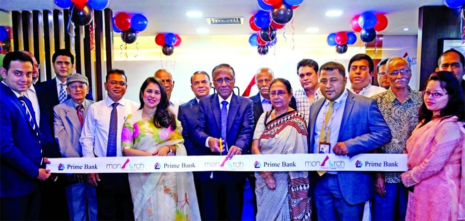 Ahmed Kamal Khan Chowdhury, Managing Director of Prime Bank Ltd, inaugurating its 4th priority banking service center 'Monarch' at city's Uttara area recently. Mohammed Ehsan Habib, SEVP, Md. Ezaz Hossain, Head of Branches Network Division, Zubayer Ers