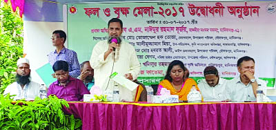 MANIKGANJ: Md Tojammel Huq Toja, Chairman, Daulatpur UP speaking at the inaugural programme of Tree Fair organised by Upazila Administration and Agriculture Extension Department recently.