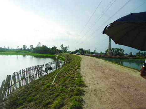 NAOGAON: The flood control embankment at Mirzapur which was repaired by Naogaon Water Development Board likely to help crop production on ten thousands hectors of land. This snap was taken yesterday.