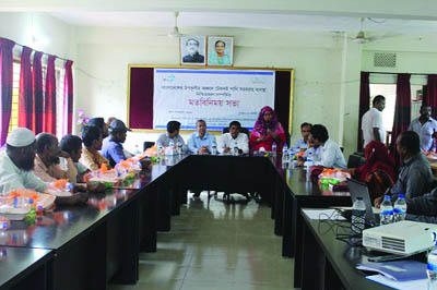 PATHARGHATA(Barguna):Fatema Parvin, Vice Chairman, Pathargata Upazila Parishad speaking at a view exchanging meeting on sustainable water supply management in the coastal belt of Bangladesh at the Upazila Parishad recently.