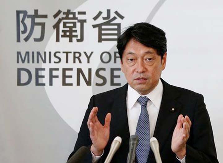 Japan's Defence Minister Itsunori Onodera speaking at a news conference at Defence Ministry in Tokyo on Tuesday.