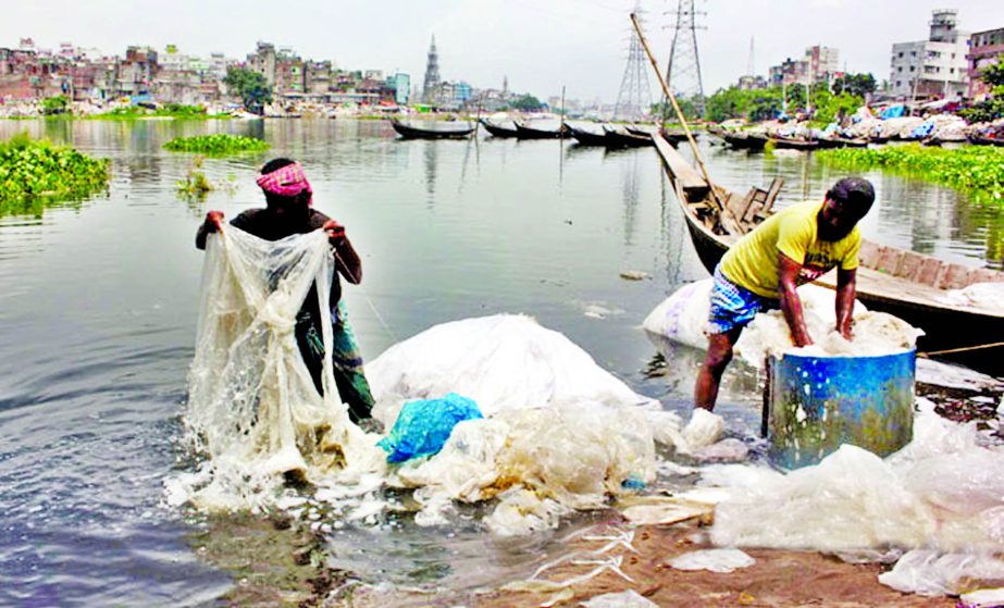 Washing abandoned polithene collected from city's different hospitals, clinics and dustbin at Buriganga River, is a regular phenomenon. These polithenes are later being used by the common people, spreading diseases. But the authorities concerned turn a b