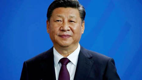 Chinese President Xi Jinping attends a news conference at the Chancellery in Berlin, Germany