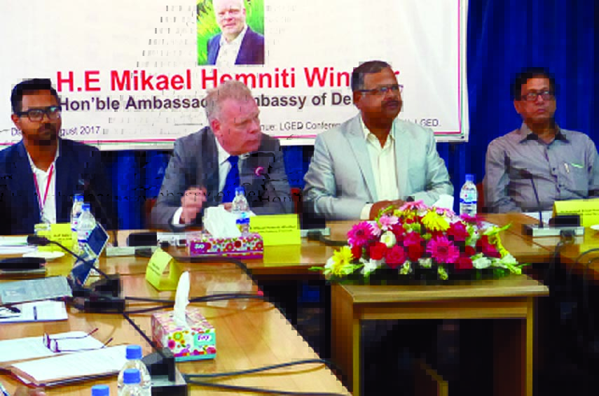 Ambassador of Denmark in Bangladesh Mikael Hemniti Winther at a discussion held at LGED auditorium in the city on Sunday. LGED Chief Engineer Shyama Proshad Adhikari was present, among others, on the occasion.