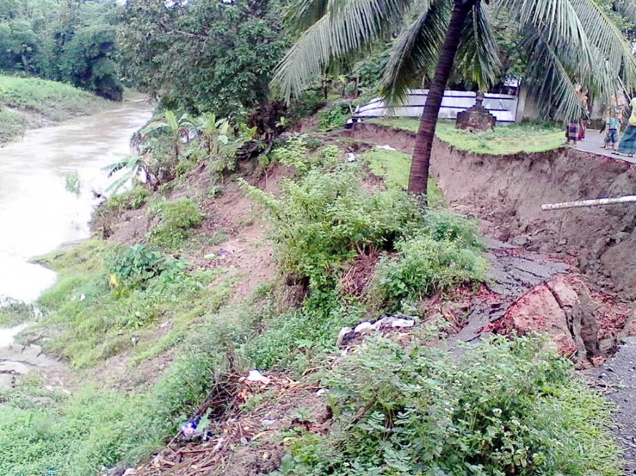 The Charpara Road at Matiranga Pourashava has been submerged on Dhalia Khan in Khanrachhari on Saturday.