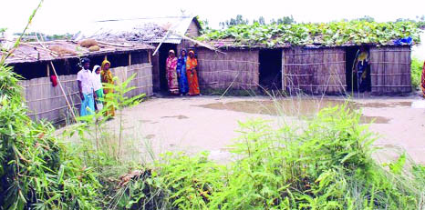 KURIGRAM: Displaced people returning to their homes in char areas of Kurigram Sadar upazila as flood situation continues improving with recession of flood water from most of the inundated areas on the upper Brahmaputra basin on Friday.