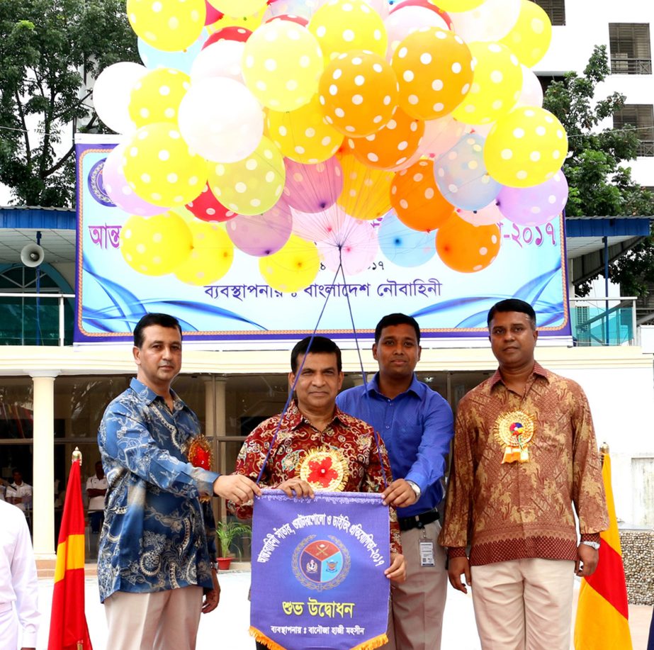 Air Commander of Base Bashar of Bangladesh Air Force Air Vice Marshal Md Abul Bashar inaugurating the Navy Inter-Service Swimming, Water Polo, Diving Competition by releasing the balloons at the Swimming Pool in the city's Banani on Sunday.