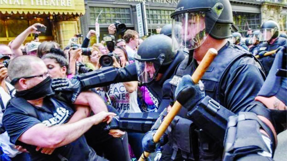 Boston police clashed with some protesters outside the park.