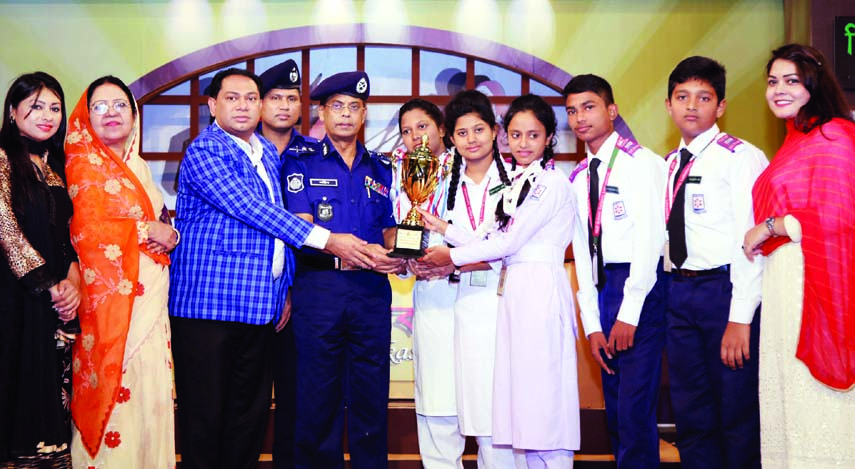 Inspector General of Police AKM Shahidul Haque, among others, at a prize giving ceremony of a debate competition on 'Role of Social Pledges in Preventing Extremism' organised by BRAC in the auditorium of Film Development Corporation in the city on Monda