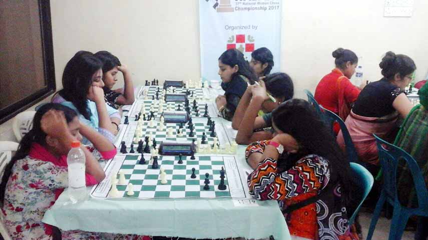 A scene from the 2nd round games of the WALTON 37th National Women's Chess Championship-2017 at Bangladesh Chess Federation hall-room at the National Sports Council old building on Monday.