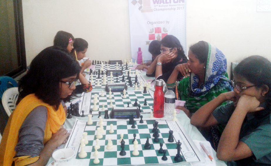 A scene from the Walton 37th National Women's Chess Championship at Bangladesh Chess Federation hall-room on Tuesday.