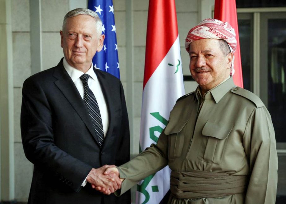 When US Defence Secretary James Mattis met Iraqi Kurdish leader Massud Barzani, he told him the US opposed plans to hold an independence referendum next month.