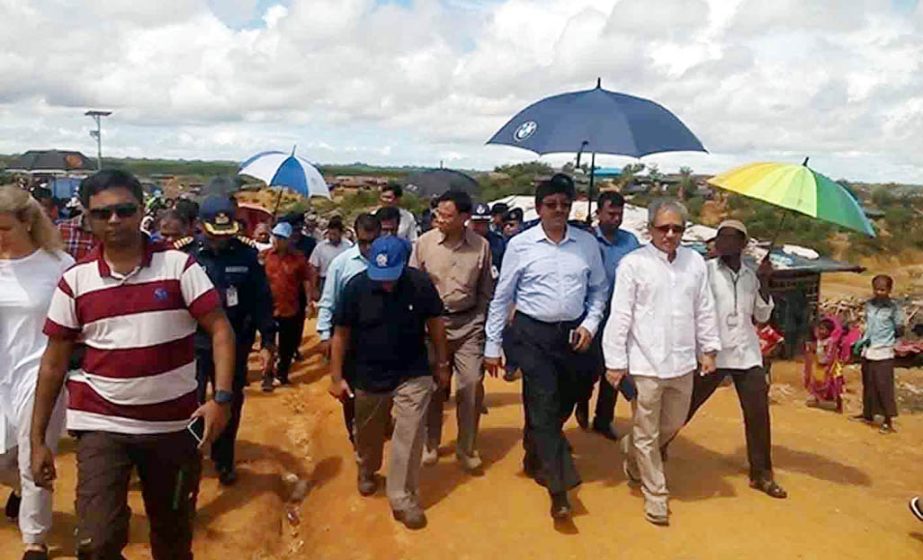 High officials visited Kutupalang Rohingya slum in Ukhiya Upazila recently.