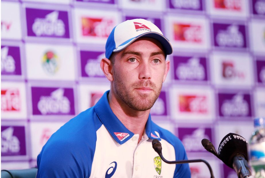 Glenn Maxwell of Australia speaking at a press conference at the Media Briefing Room of Sher-e-Bangla National Cricket Stadium in Mirpur on Wednesday.