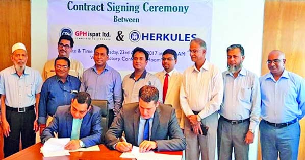 GPH Ispat Limited signed an agreement with world famous German Company Maschinenfabrikherkules GmbH & Company for supplying the Roll shop equipment for its extended project at Kumira Factory premises in Chittagong yesterday.