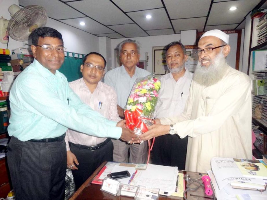 On behalf of the Bangladesh Homeopathic Parishad, Principal Dr.Abdul Karim along with other leaders of BAHOP congratulating the newly- joined Prof. Dr. Jaharlal Bhattachaiya at a simple ceremony at Chittagong Science Council Hall at Chowkbazar on Frida