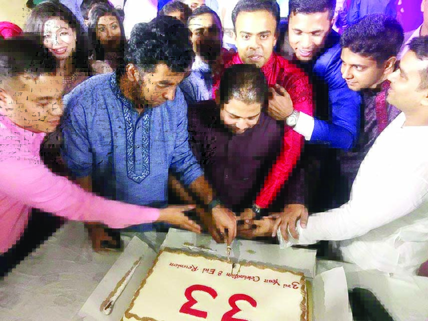 The cadres of Bangladesh Civil Service (BCS) 33rd batch celebrate its 3rd anniversary cutting cake in the Police Convention Hall in the city on Friday.