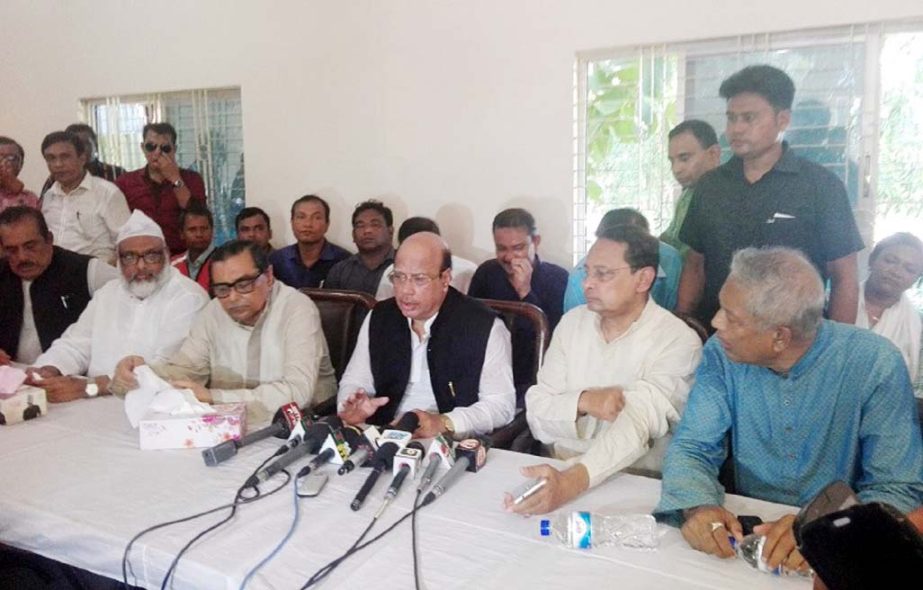 Health and Family Welfare Minister Mohmmad Nasim MP talking to journalists after visiting Kutupalong shelter of Rohingyas in Cox's Bazar on Saturday.