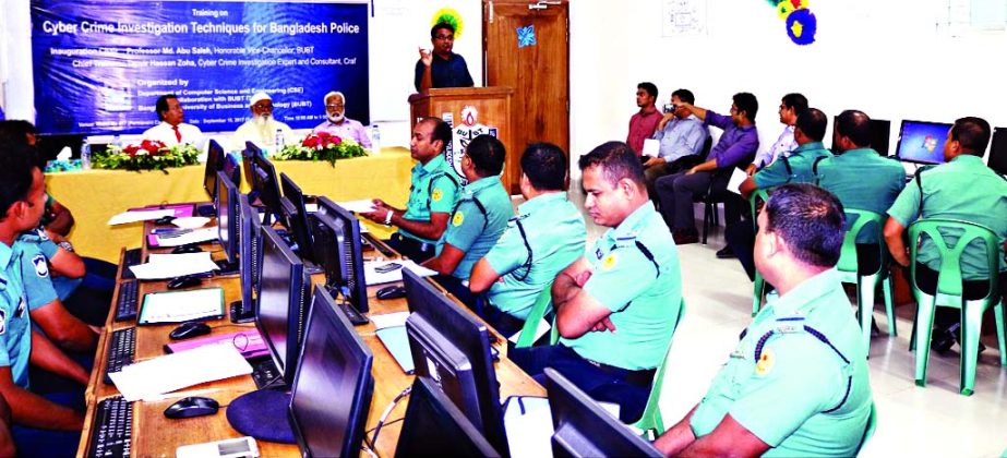 Prof Md. Abu Saleh, Vice Chancellor of Bangladesh University of Business and Technology addressing the inauguration of a daylong training session on Cyber Crime Investigation Techniques for Bangladesh Police" organized by the Department of Computer Scien
