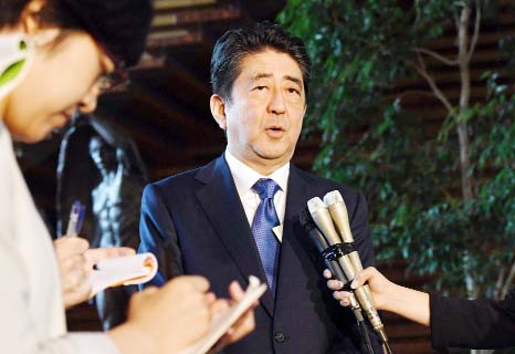 Shinzo Abe said "there is not much time left"" to take action against North Korea."