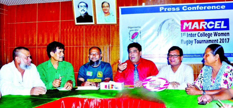 Operative Director (Head of Sports & Welfare Department) of Walton Group FM Iqbal Bin Anwar Dawn speaking at a press conference at the conference room of Bangabandhu National Stadium on Thursday.