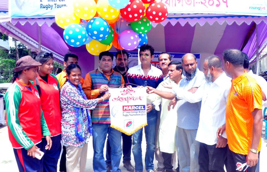 Film actor and Brand Ambassador of Marcel Amin Khan inaugurating the Marcel 2nd Inter-College Women's Rugby Competition by releasing the balloons as the chief guest at Paltan Maidan on Saturday.