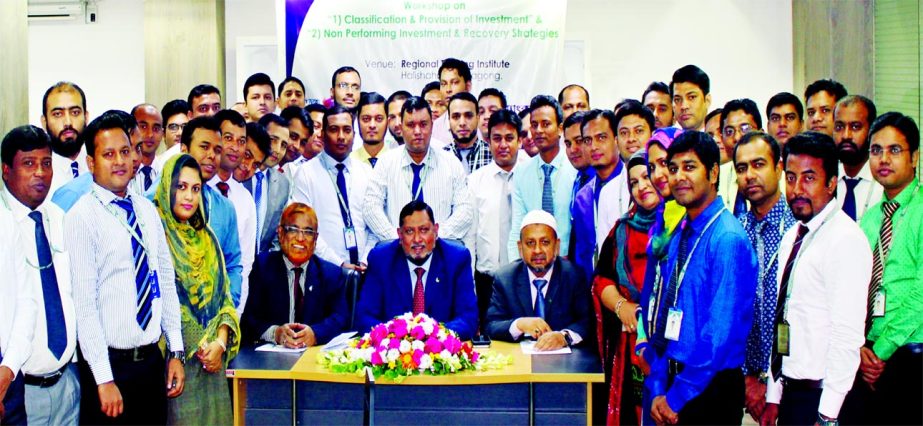 Md. Mustafa Khair, DMD of First Security Islami Bank Limited, poses with the participants of 2 day-long workshop on 'Classification and Provision of Investment and Non-Performing Investment and Recovery Strategies' at its Chittagong regional training in