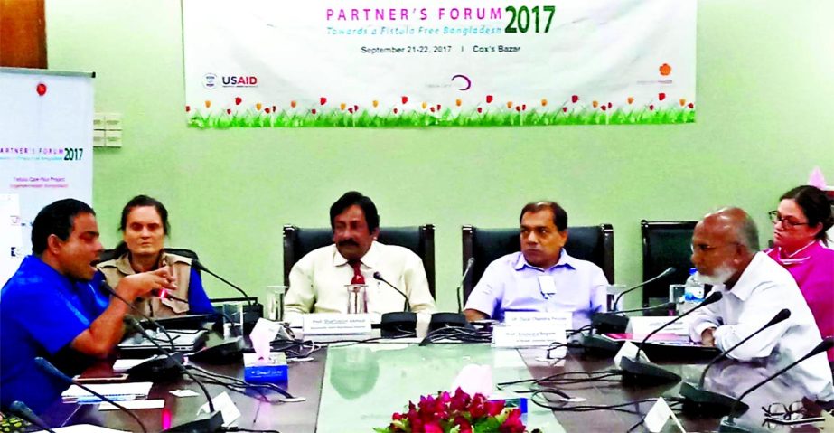 Dr. Sharfuddin Ahammed, Pro-Vice Chancellor of Bangabandhu Sheikh Mujib Medical University (BSMMU), addressing at a 2 day-long workshop on "Fistula Partner's Forum 2017" organized by Fistula CarePlus financed by USAID at a local hotel in Cox's Bazar o