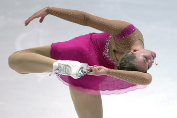 Elizaveta Ukolova of Czech Republic competes during the women's short program at the Figure Skating-ISU Challenger Series in Oberstdorf, Germany on Friday.