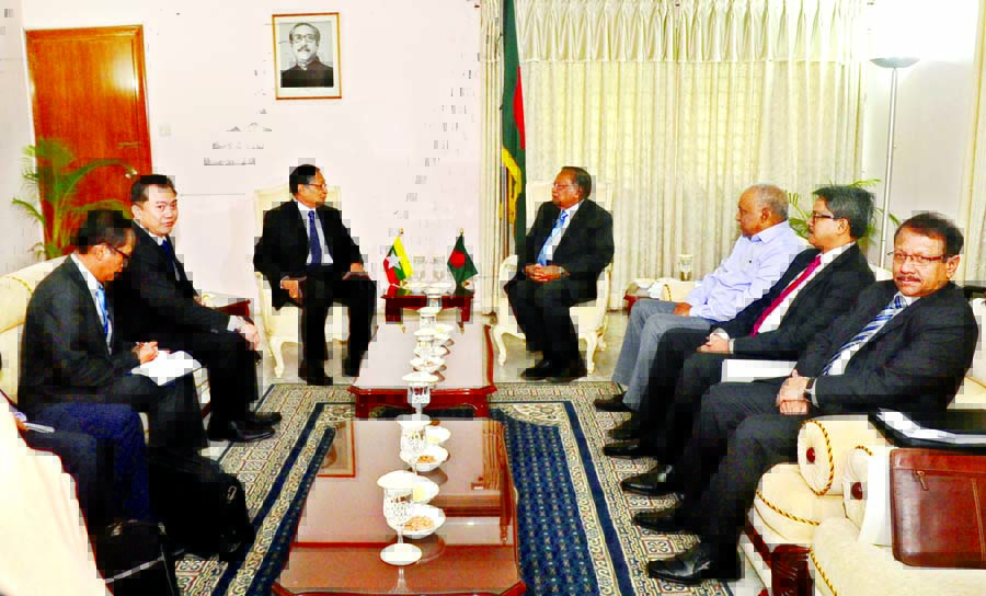The visiting Myanmar delegation led by a minister Kyaw Tint Swe holding talks with Bangladesh team led by Foreign Minster AH Mahmood Ali on Rohingya repatriation process at Padma Guest House on Monday. Home Minister Asaduzzaman Khan Kamal and Minister of