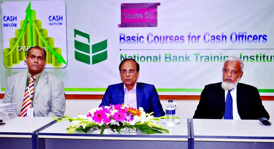 ASM Bulbul, DMD of National Bank Limited, presiding over a 5 day- long "Basic Course for Cash Officers" at its Training Institute in the city recently. Abdus Sobhan Khan, DMD, Md. Humayun Kabir, EVP of the bank and Shah Syed Rafiul Bari, Senior Faculty