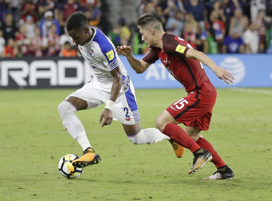 Panama's Michael Murillo (2) makes a move to get past United States' Jorge Villafana (15) during the second half of a World Cup qualifying soccer match on Friday in Orlando, Fla. The United States won 4-0.