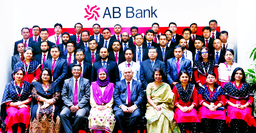 Moshiur Rahman Chowdhury, Managing Director of AB Bank Limited, poses with the participants of a training on "Banking Learning Modules, Credit" at the bank's Training Academy in the city recently. Senior officials of the bank were also present.