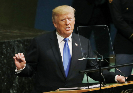 US President Donald Trump addresses the 72nd United Nations General Assembly at U.N. headquarters in New York.