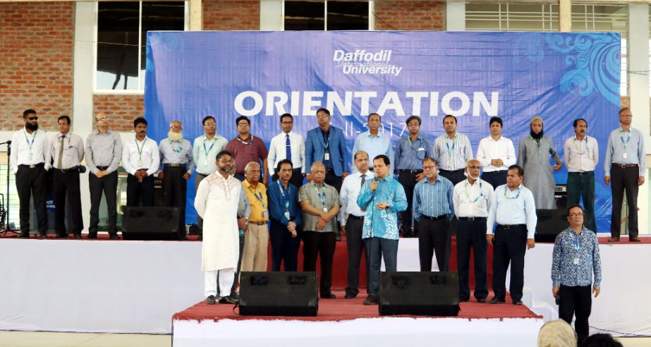 Md. Sabur Khan, Chairman, Board of Trustees, Daffodil International University addressing an orientation program for the newly enrolled undergraduate students of Fall Semester-2017 of the University held on Friday at the University's Shadhinata Auditoriu