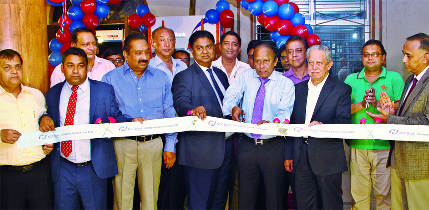 SM Abu Mohsin, Director and EC Chairman of NCC Bank Limited, inaugurating a new ATM Booth at Chittagong Seniors' Club recently. Mosleh Uddin Ahmed, Managing Director, Yakub Ali Montu, Director, Amjadul Ferdous Chowdhury, Sponsor and Khaled Afzal Rahim,
