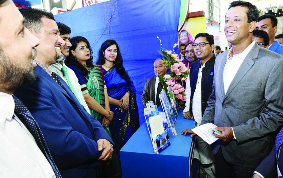 Prime Minister's ICT Affairs Adviser Sajeeb Wazed Joy visited ICT Expo after inaugurating it at Bangabandhu International Conference Center in the city on Thursday.