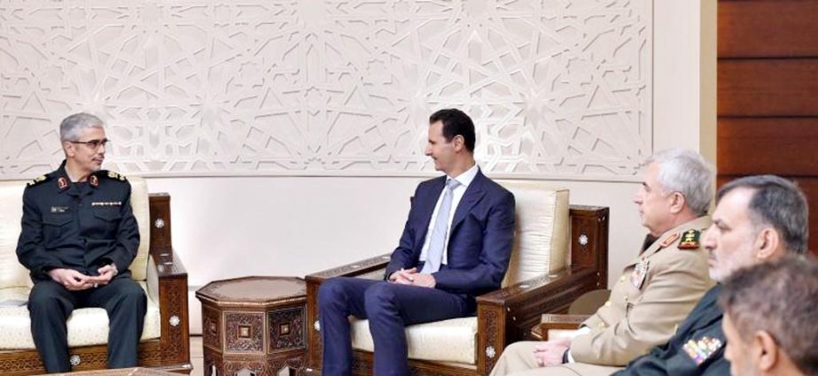 Iran's military chief, General Mohammad Baqeri meets with Syrian President Bashar al-Assad in Damascus on Thursday.