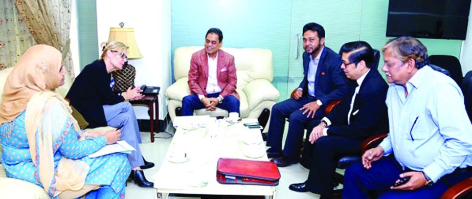Ambassador of the Netherlands in Bangladesh Leoni Margaretha Cuelenaere called on a meeting with Md. Siddiqur Rahman, President of BGMEA at its office in the city on Thursday. Mohammed Nasir, Vice-President (Finance), Miran Ali, ANM. Saifuddin, Directors